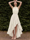 Sleeveless Halter Neck Irregular Ruffle Long Dress