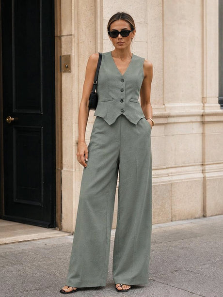 Vests Pants Distressed Commuting Set 2-piece Sets