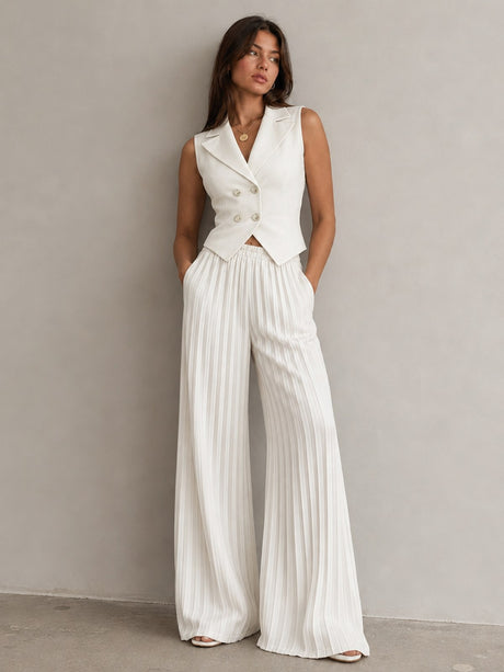 Pleated Pants Vest Grace Commuting Set 2-piece Sets