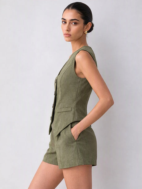 Vests Shorts Distressed Commuting Set 2-piece Sets