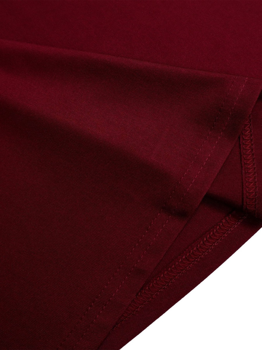 Puff Sleeve High Waist Crew Neck Large Skirt Commuting Leisure Midi Dresses