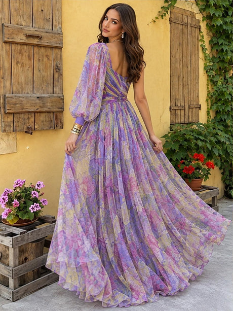 Liber Autumn Women's Zipper Plants And Flowers Maxi Dresses