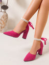 Bow-beaded Open-toe High Heels