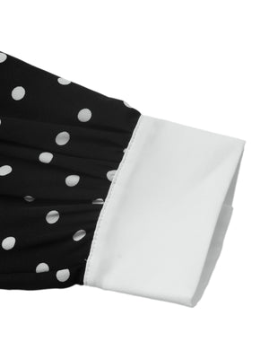 Polka Dot Long-sleeved Sweet A-line Short Dress With A Fitted Waist