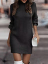 High-necked Long-sleeved Waist-cinching And Hip-hugging Knitted Sweaters Midi Dresses