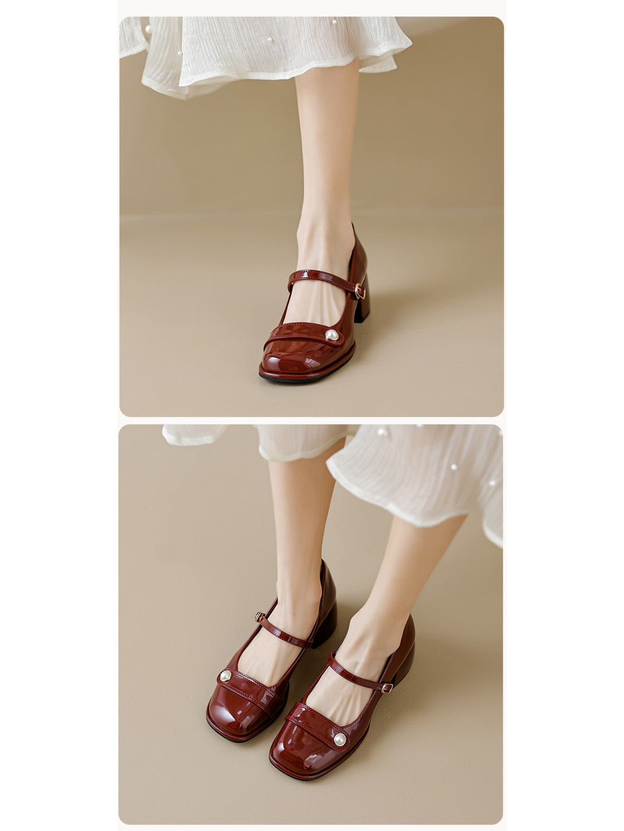 Liber Spring and Autumn Pearl Women's Mary Jane Shoes