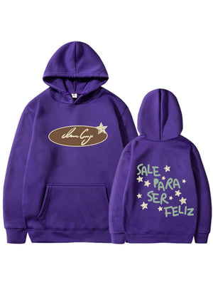 Bemalung geometrischer Muster, lockere Kapuzenpullover.