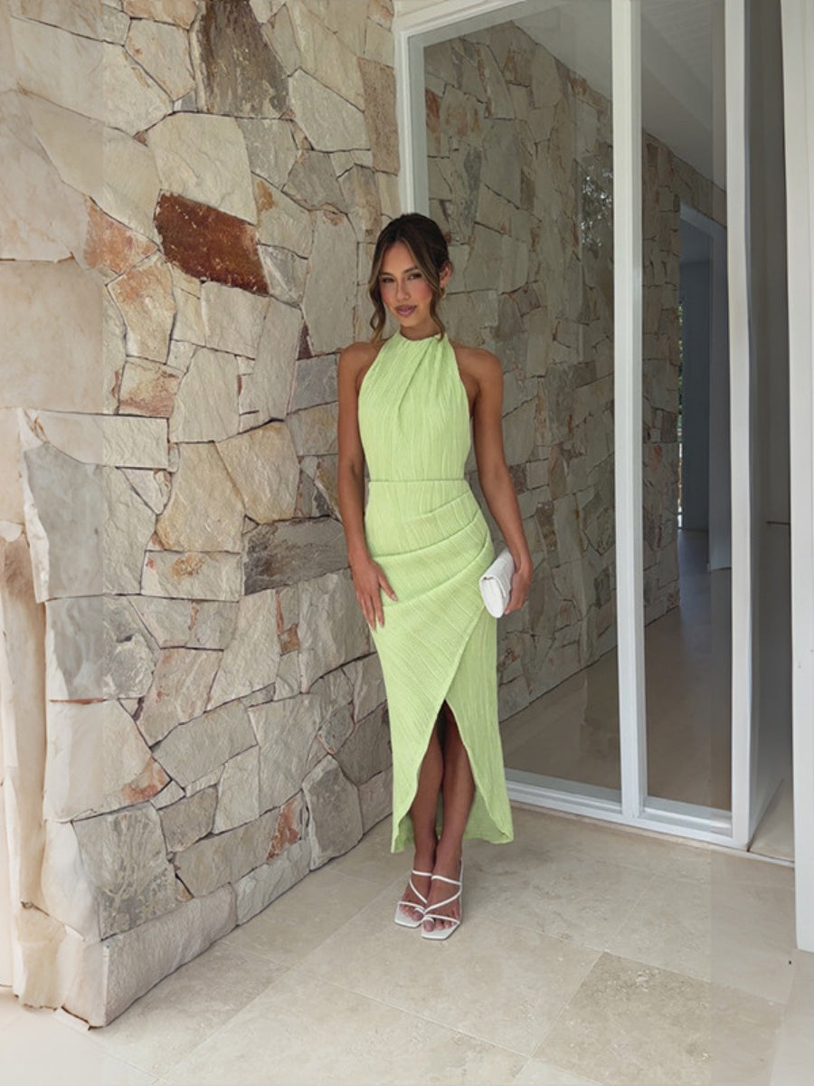 Liber Summer Women's Backless Solid Color Maxi Dresses
