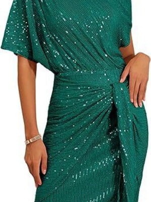 Sloping Shoulders Sequins Bandage Parties Mini&Short Dresses