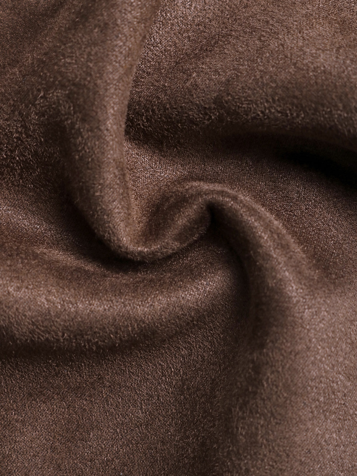 Loose-fitting Faux Suede Coat With Contrasting Trim And Lapel.