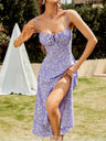 V-neck Bandage Camisoles Floral Slit Vacation And Leisure Maxi Dresses