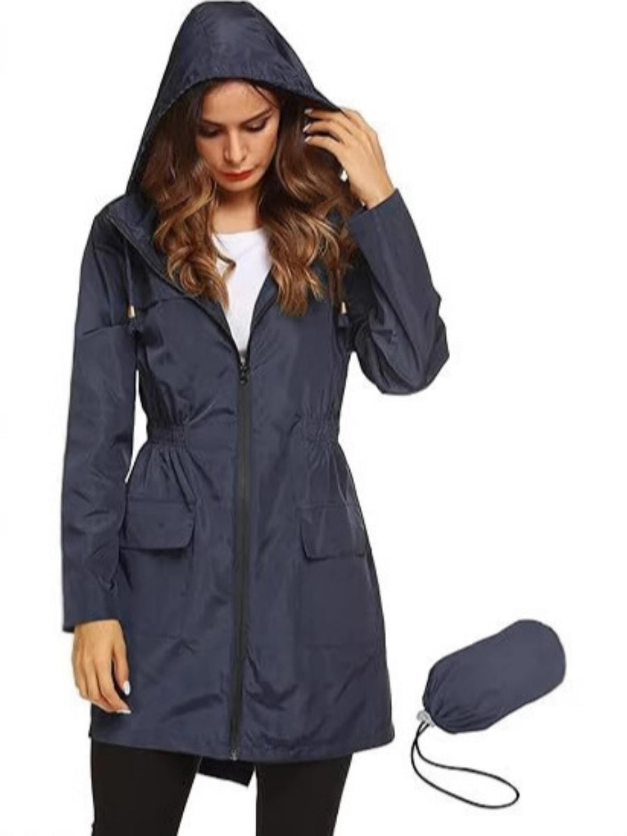 Hooded Pocket Water Proof Light Drawstring Windproof Raincoat Outdoor Windbreaker