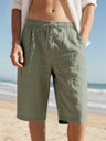 Flax Drawstring Breathable Beach 7 Points Shorts
