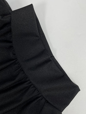 【SHIP AS USUAL】High Neck Bow Long Sleeve Pleated Hip-hugging Mini&Short Dresses