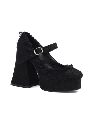 Platform Mary Jane Shoes With Strappy Soles And Lace Details 6639