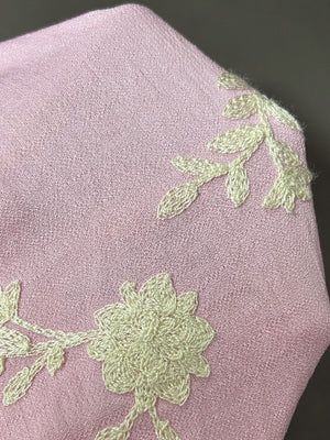 Floral Embroidery Color-blocked V-neck Lantern Sleeve Shirt