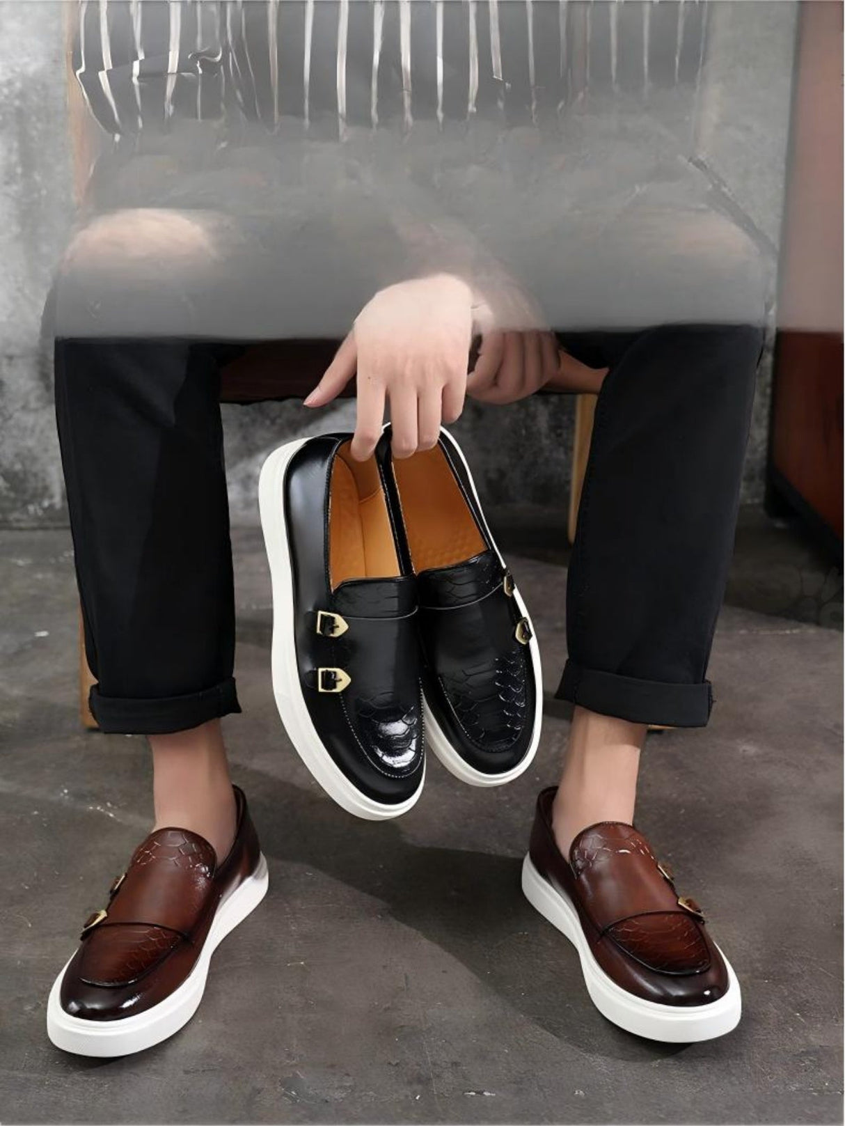 Snakeskin Embossed Slip-on Loafers