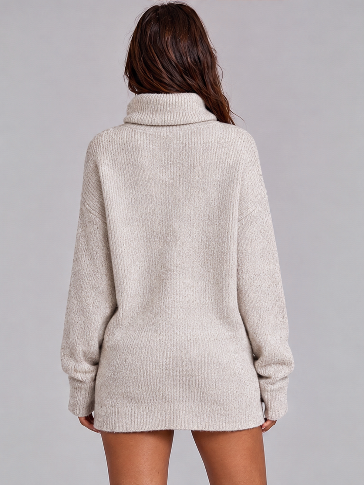 New Autumn/winter Women's High-neck Long-sleeved Knitted Long Sweater Top