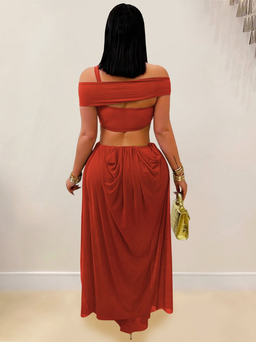 Gauze Sexy Bare Waist Parties Maxi Dresses