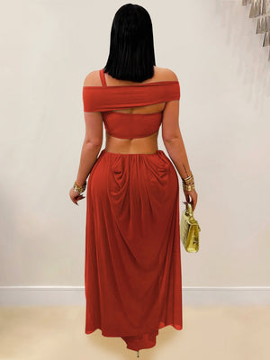 Gauze Sexy Bare Waist Parties Maxi Dresses