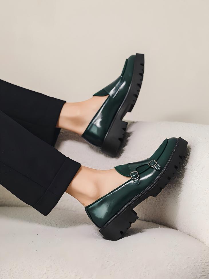 Patchwork Platform Slip-on Loafers