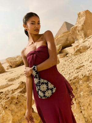 Ribbon Chiffon Solid Color Formal Dress Maxi Dresses