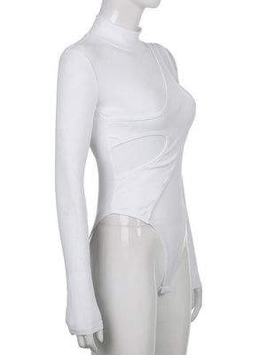 Liber Autumn Women's Splicing Solid Color Bodysuit