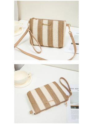 Resort Striped Straw Crossbody Bag