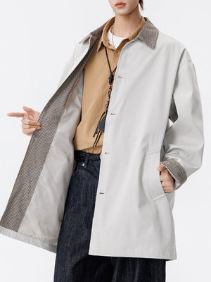 Medium And Long Loose-fit Color-blocked Trench Coats