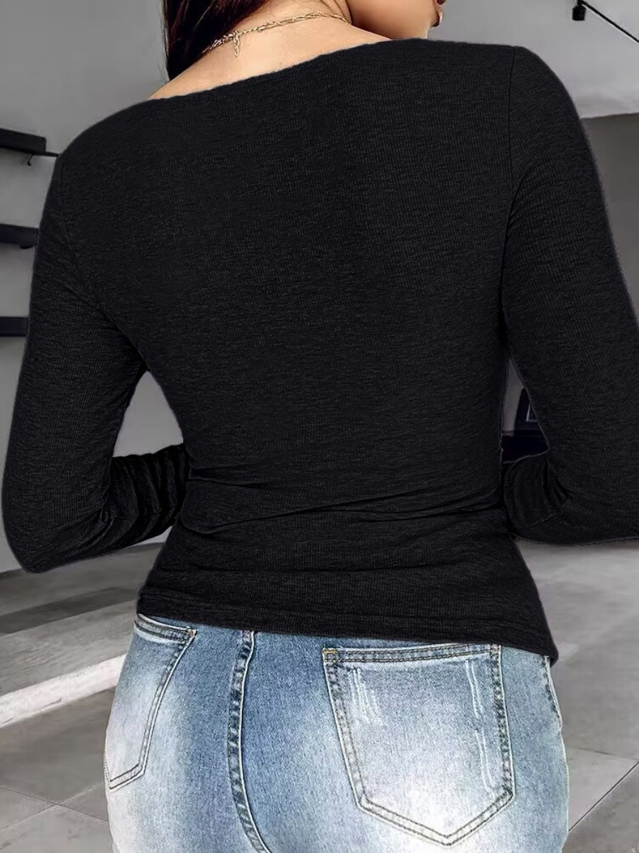 T-shirts unis à col rond et soutien-gorge intégré