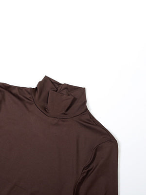 Sexy Slim Fit Solid Color Long-sleeved Dress With Pleated Hips And Waist