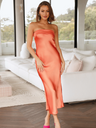 Bandeau Elasticity Backless Knitting Satin Sexy Maxi Dresses