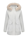 With Fur Collar Hooded For Warmth Drawstring Pocket Down Jacket