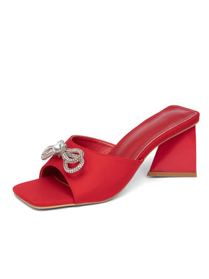 Diamond-embellished Bow High-heeled Sandals For Women