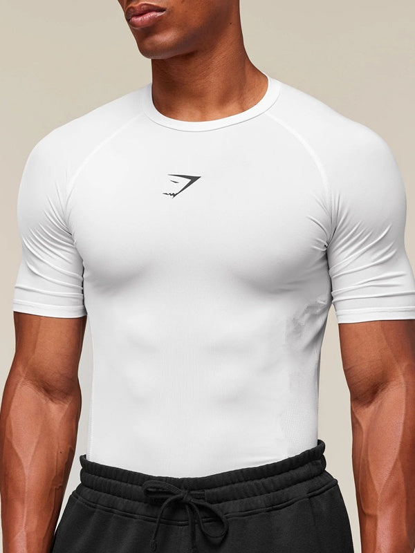 GYMSHARK Sports Fitness Running Printed Tight T-shirts