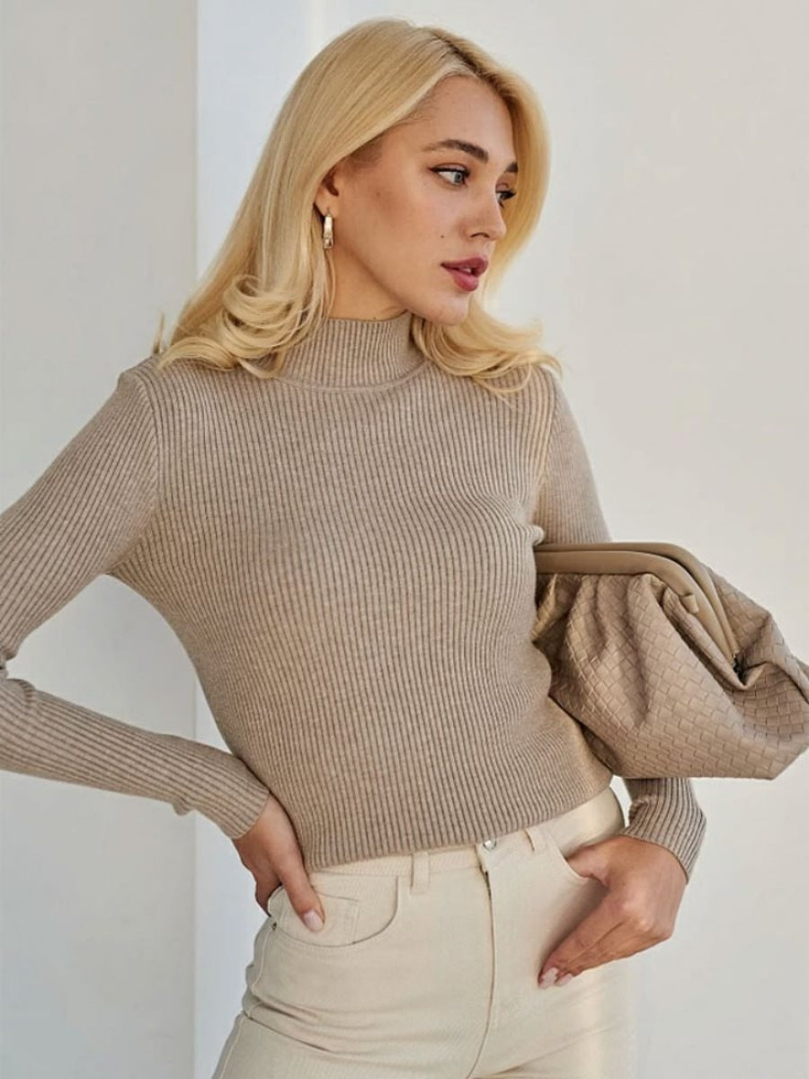 Half Turtleneck Solid Color Tights Versatile Sweaters