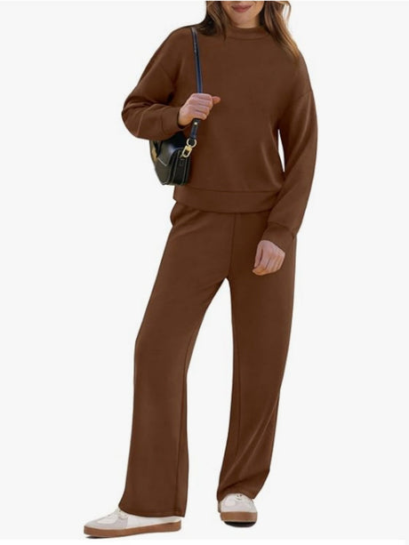 Sports Casual Suit Long-sleeved Pullover Sweatshirt Wide-leg Pants 2-piece Sets