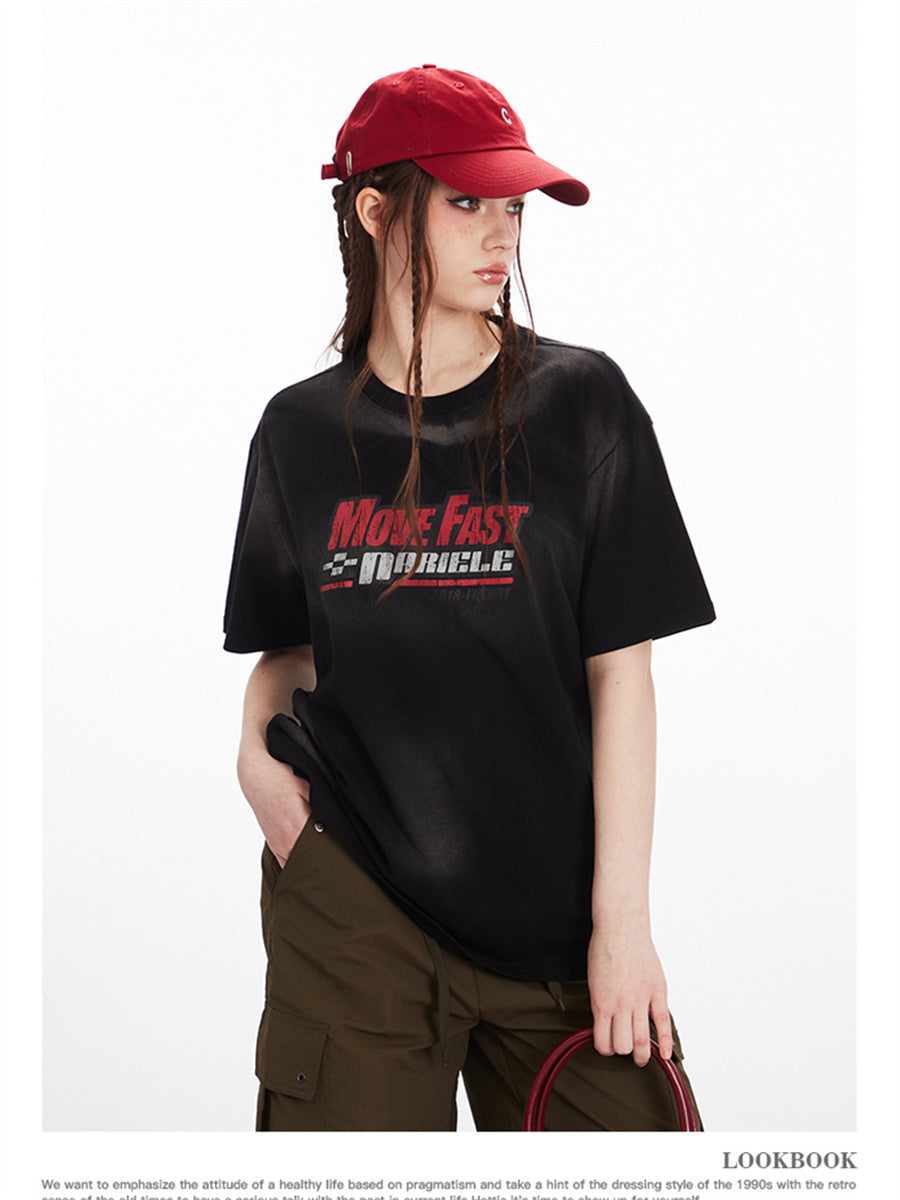 Liber Summer Women's Old Letters/Numbers/Words T-shirts