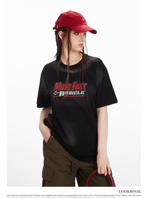 Liber Summer Women's Old Letters/Numbers/Words T-shirts