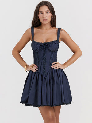 Trim Lace Bandage Big Swing Dating Mini&Short Dresses