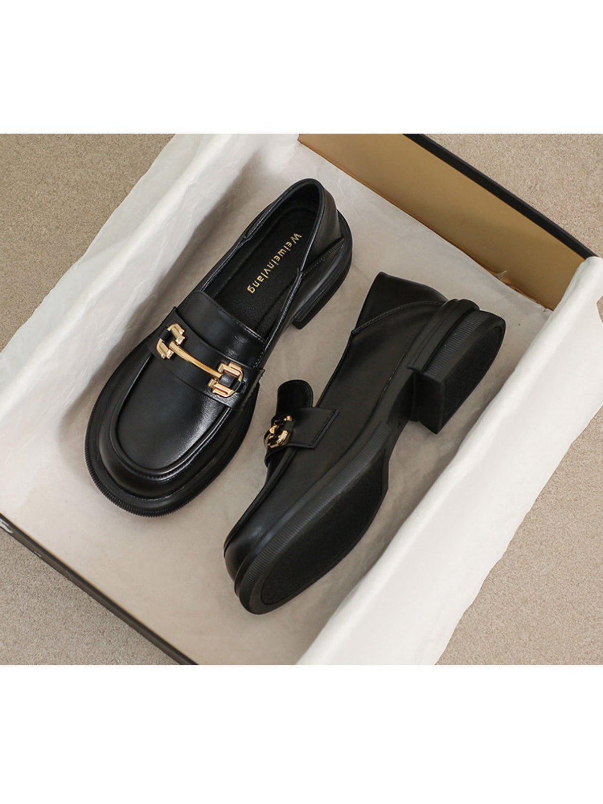 Liber Spring and Autumn Thick-soled Metal Buckle Women's Loafers
