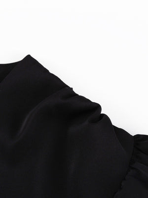 V-neck Flared Sleeves Waist Mini&Short Dresses