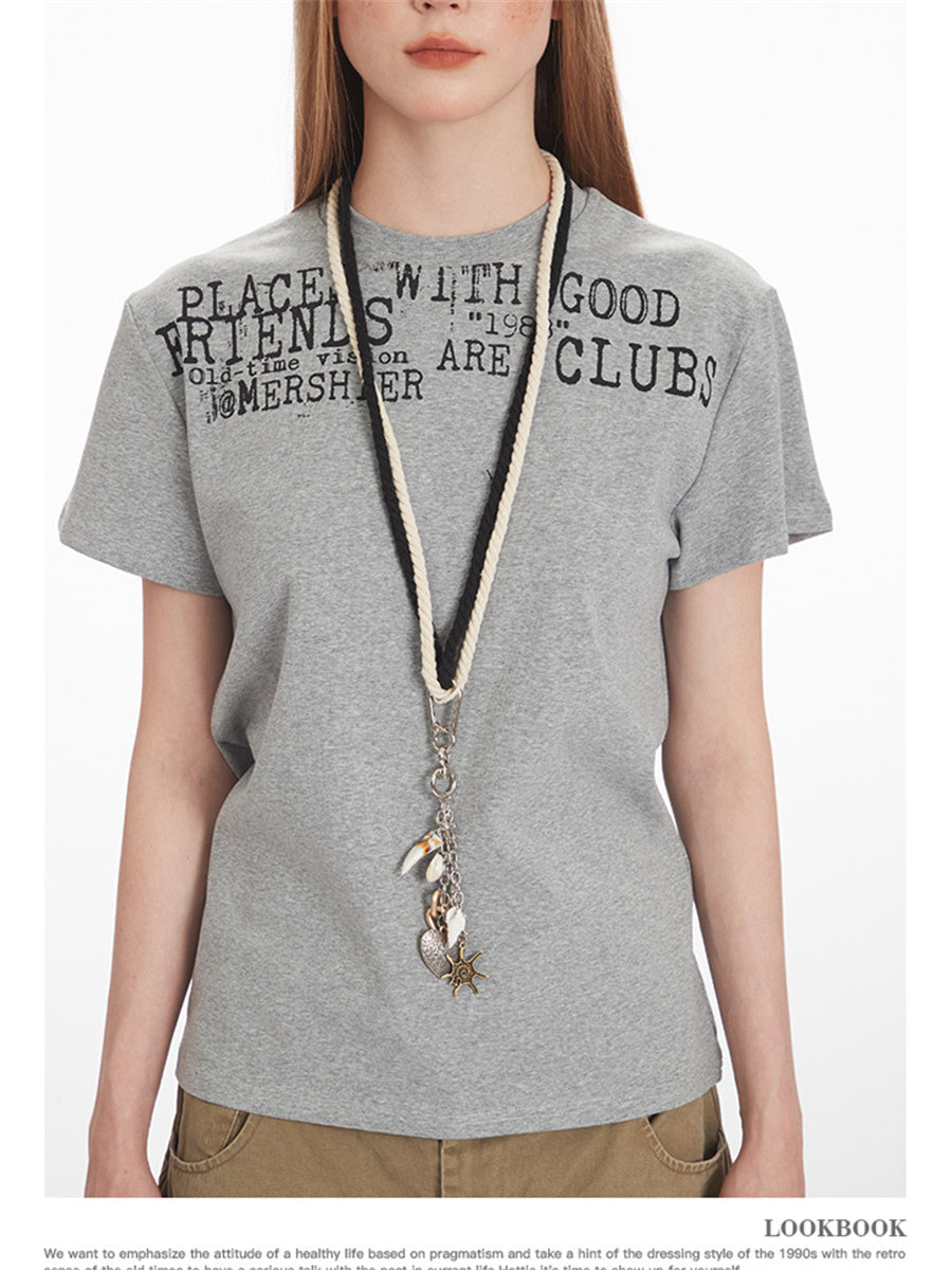 Liber Summer Women's Printed Letter T-shirts