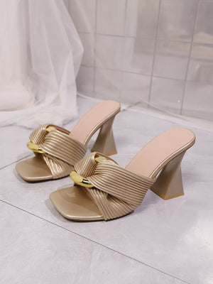 Twisted Chunky Heel Metal Buckle Sexy Sandals