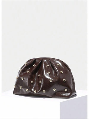 Studded Pleated Clutch Bag