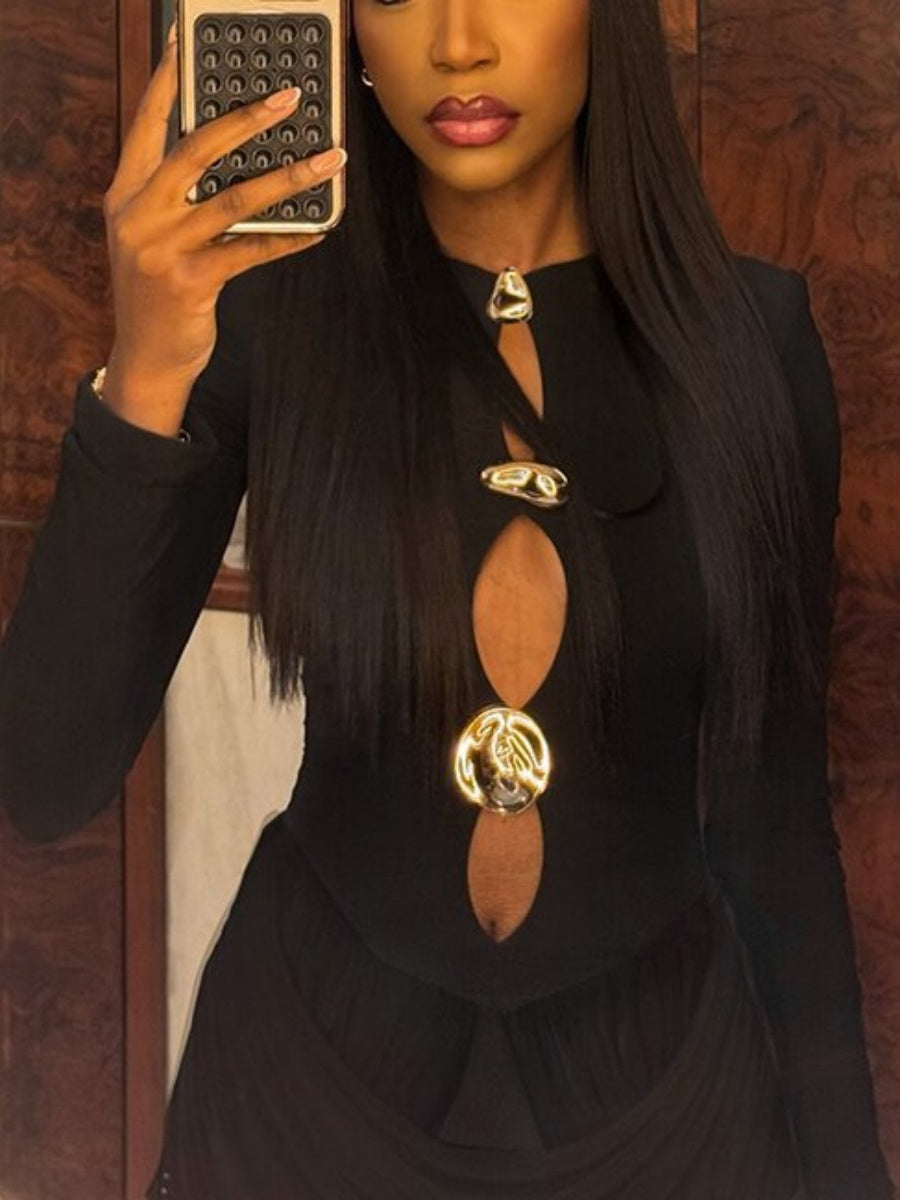 Pleated Metal Decoration Sexy Mini&Short Dresses