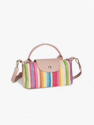 Vacation Patchwork Straw Crossbody Bag