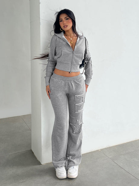 Leisure Long Sleeve Crew Neck Patchwork Fabric Letter Sports 2-piece Sets
