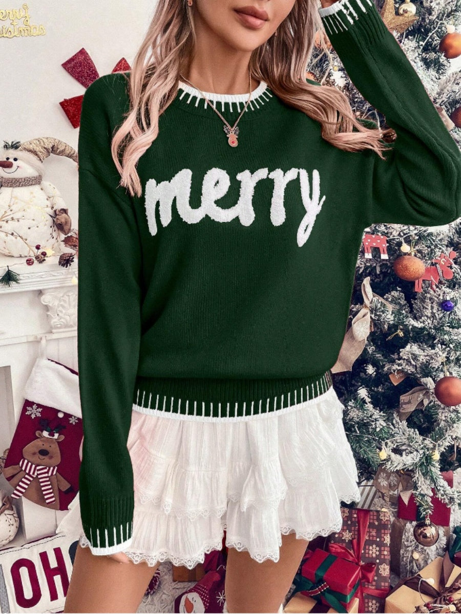 Christmas Letter Crew Neck Sweaters