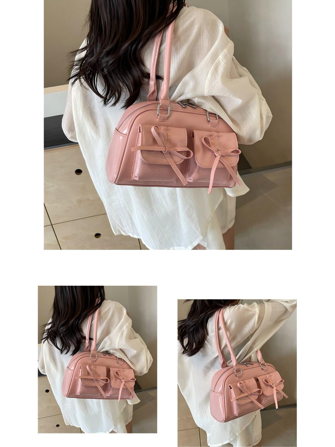 Bow-knot Horizontal Square Zipper Handbag